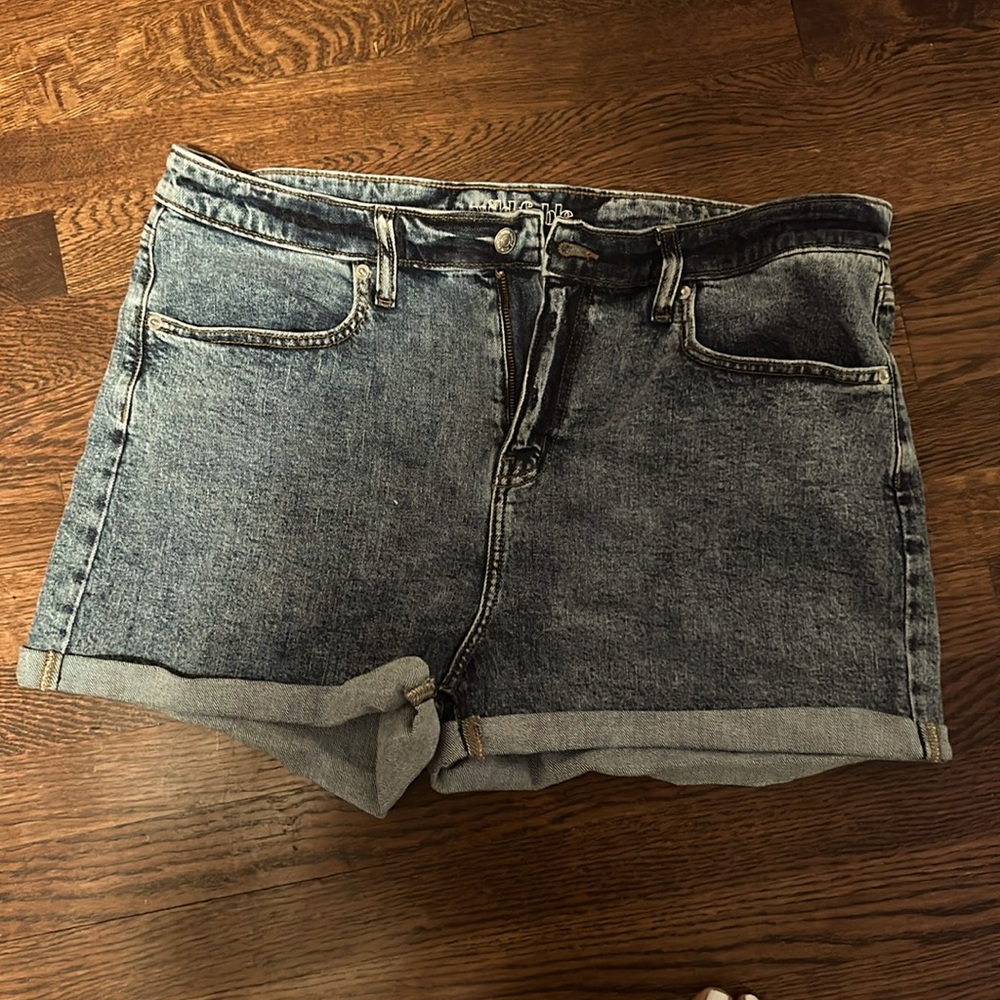 Acid wash denim shorts